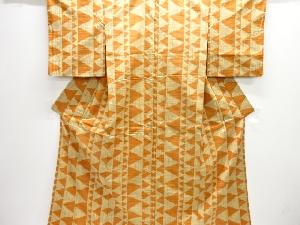 幾何学模様織り出し手織り紬着物